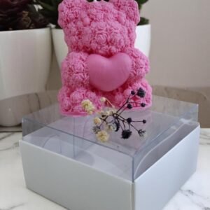 TEDY GÜL DESENLİ KALPLİ AYICIK MUM